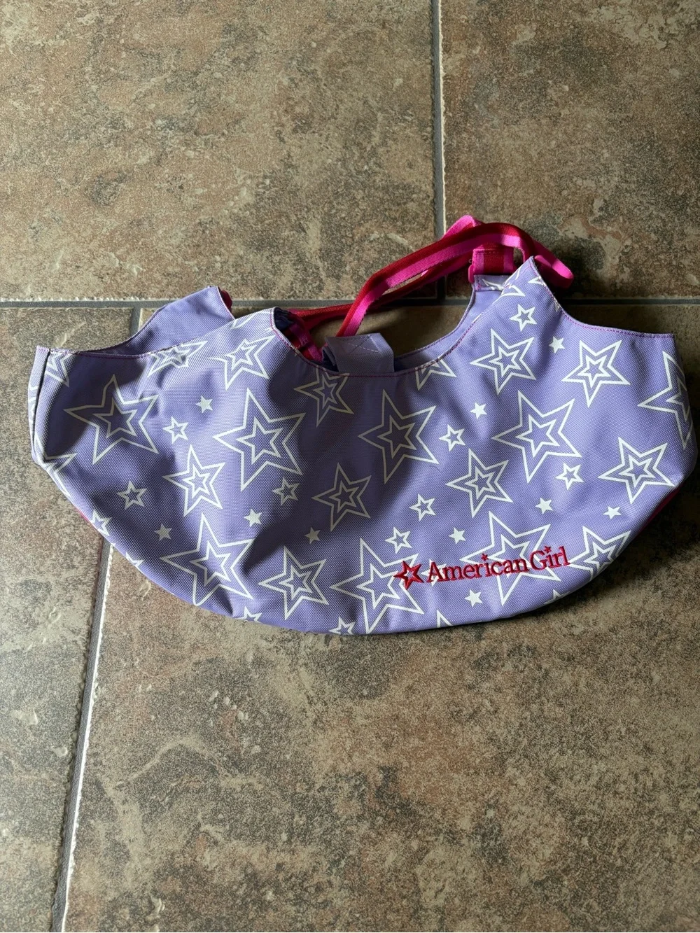American Girl Lavender Star Tote with Pink Handles